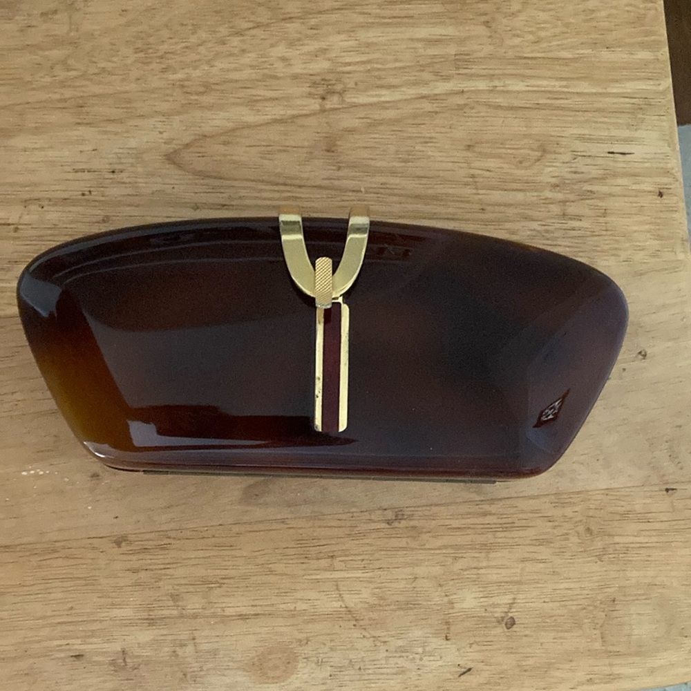 VINTAGE Brown and Gold Clutch purse with chain